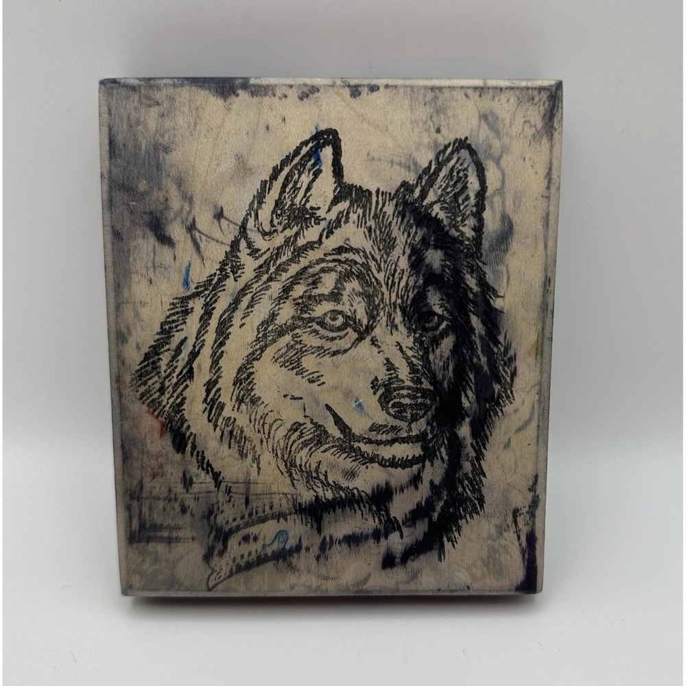 Sutter Enterprises Wolf I-920 Wildlife Sketch Wood Mount Rubber Stamp Vintage